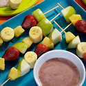 Pear Kabobs with Strawberry Dipping Sauce